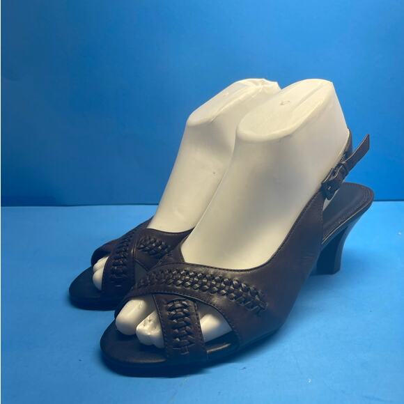 Trendsetter Brown Mary Jane Slip on Heels Sandals Women Sz 7 M - Picture 1 of 10